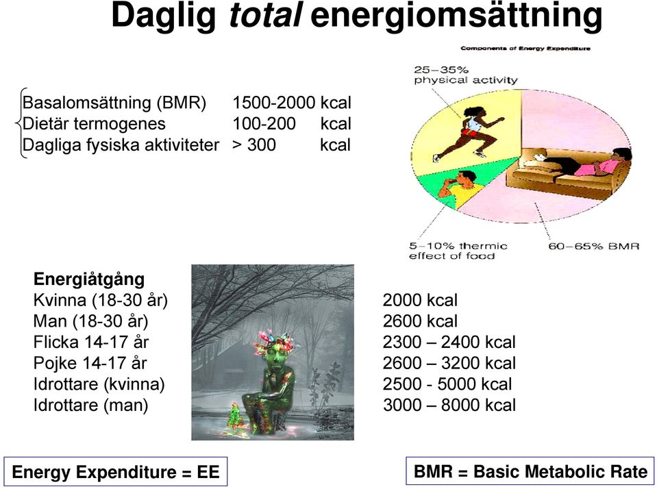 Flicka 14-17 år Pojke 14-17 år Idrottare (kvinna) Idrottare (man) 2000 kcal 2600 kcal 2300