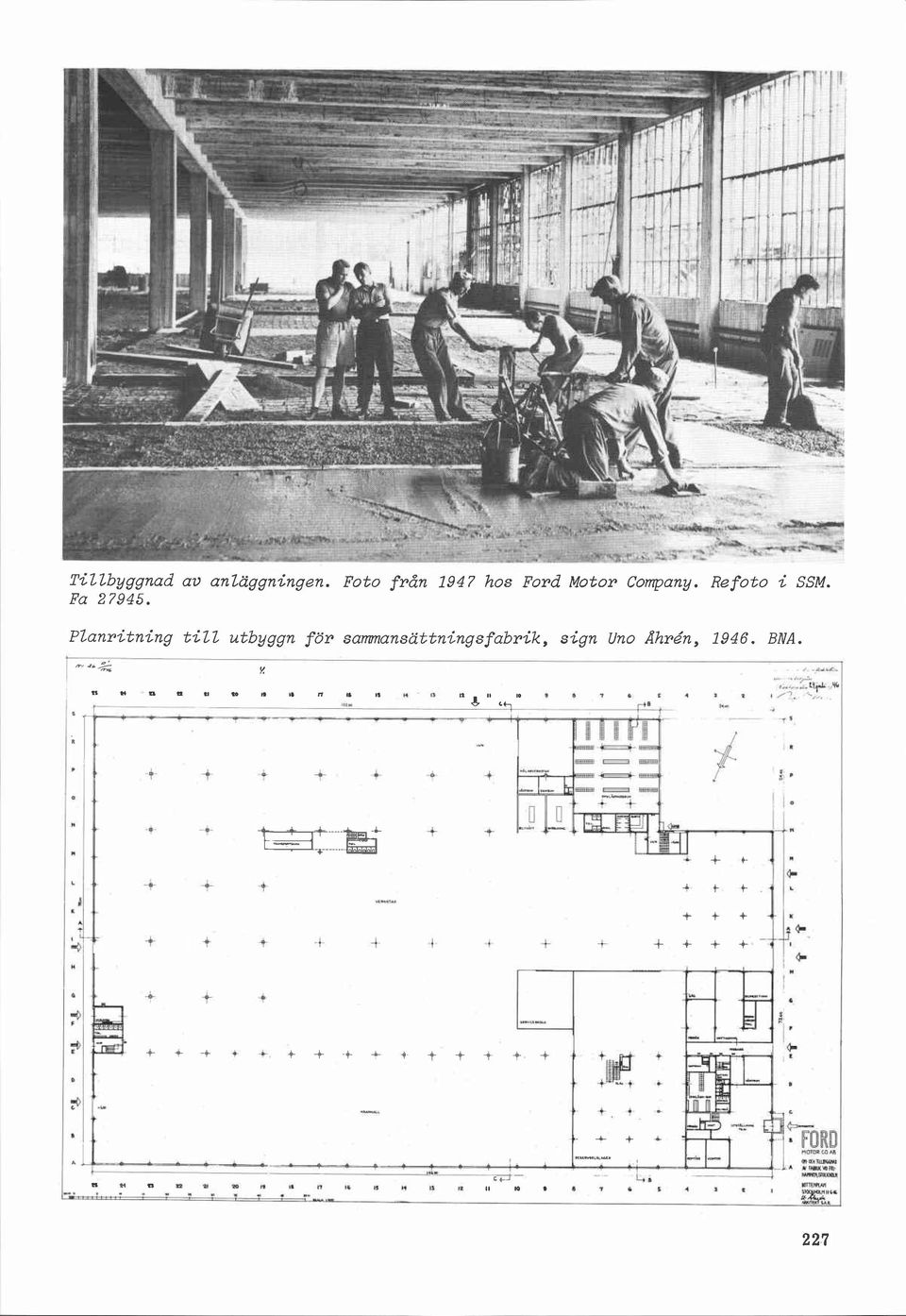 Planritning till utbyggn för samansättningsfabrik, sign Uno Ahrén,