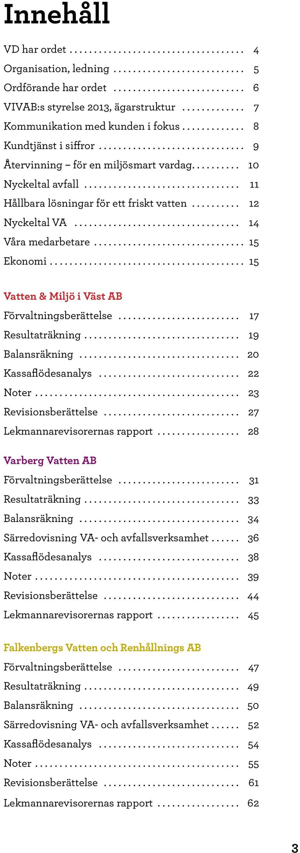 .. 15 Vatten & Miljö i Väst AB Förvaltningsberättelse... 17 Resultaträkning... 19 Balansräkning... 20 Kassaflödesanalys... 22 Noter... 23 Revisionsberättelse... 27 Lekmannarevisorernas rapport.