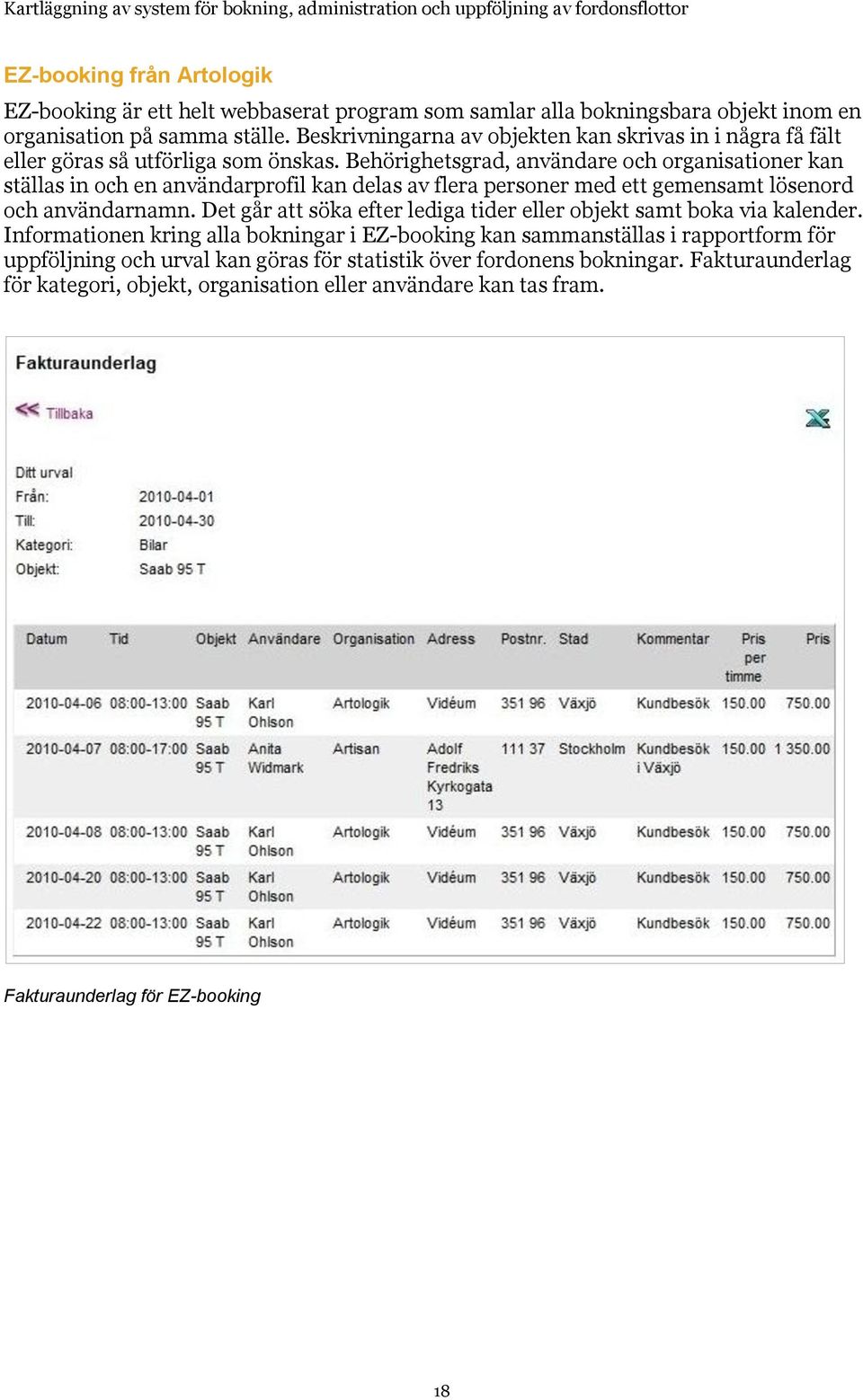 Behörighetsgrad, användare och organisationer kan ställas in och en användarprofil kan delas av flera personer med ett gemensamt lösenord och användarnamn.