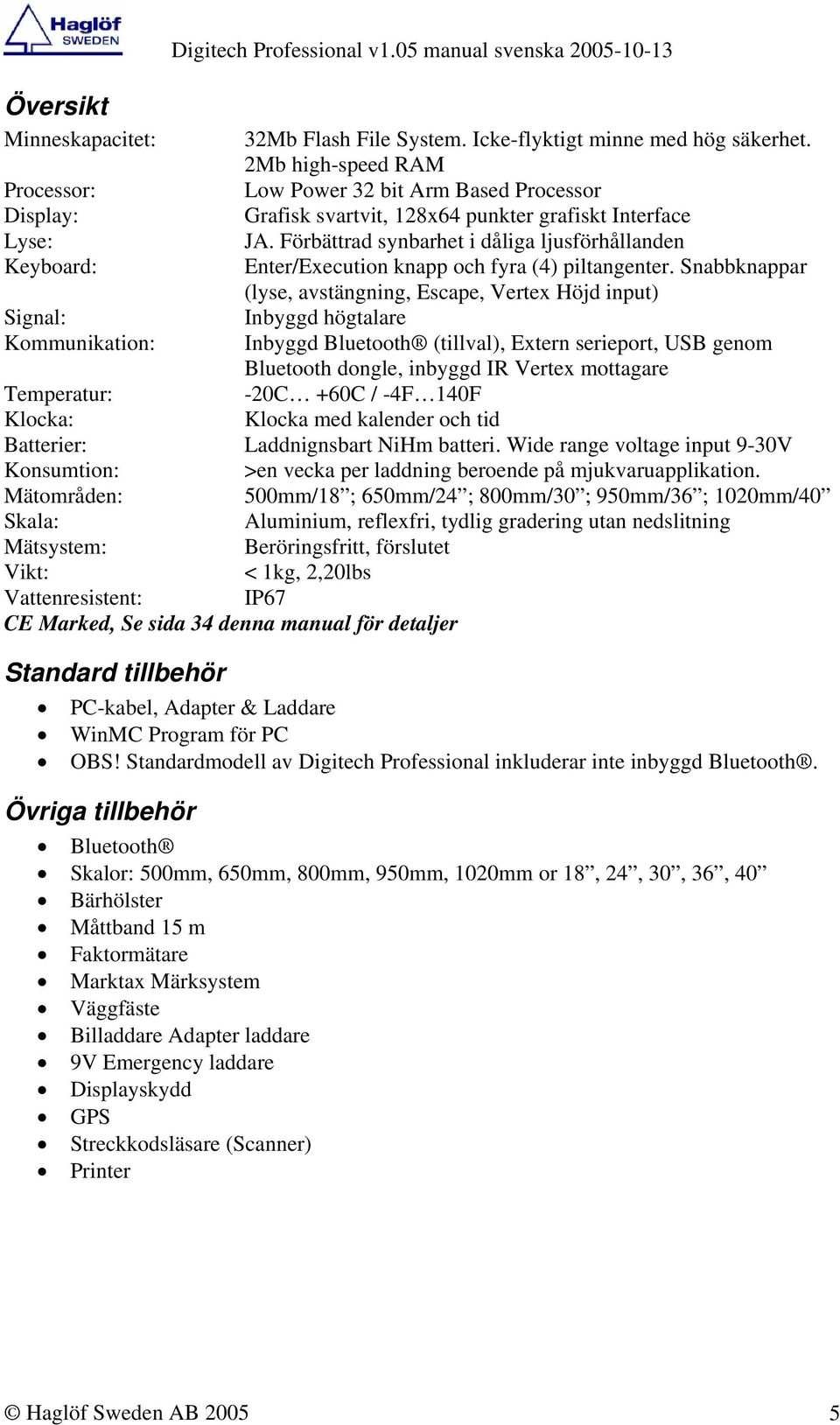 Förbättrad synbarhet i dåliga ljusförhållanden Keyboard: Enter/Execution knapp och fyra (4) piltangenter.