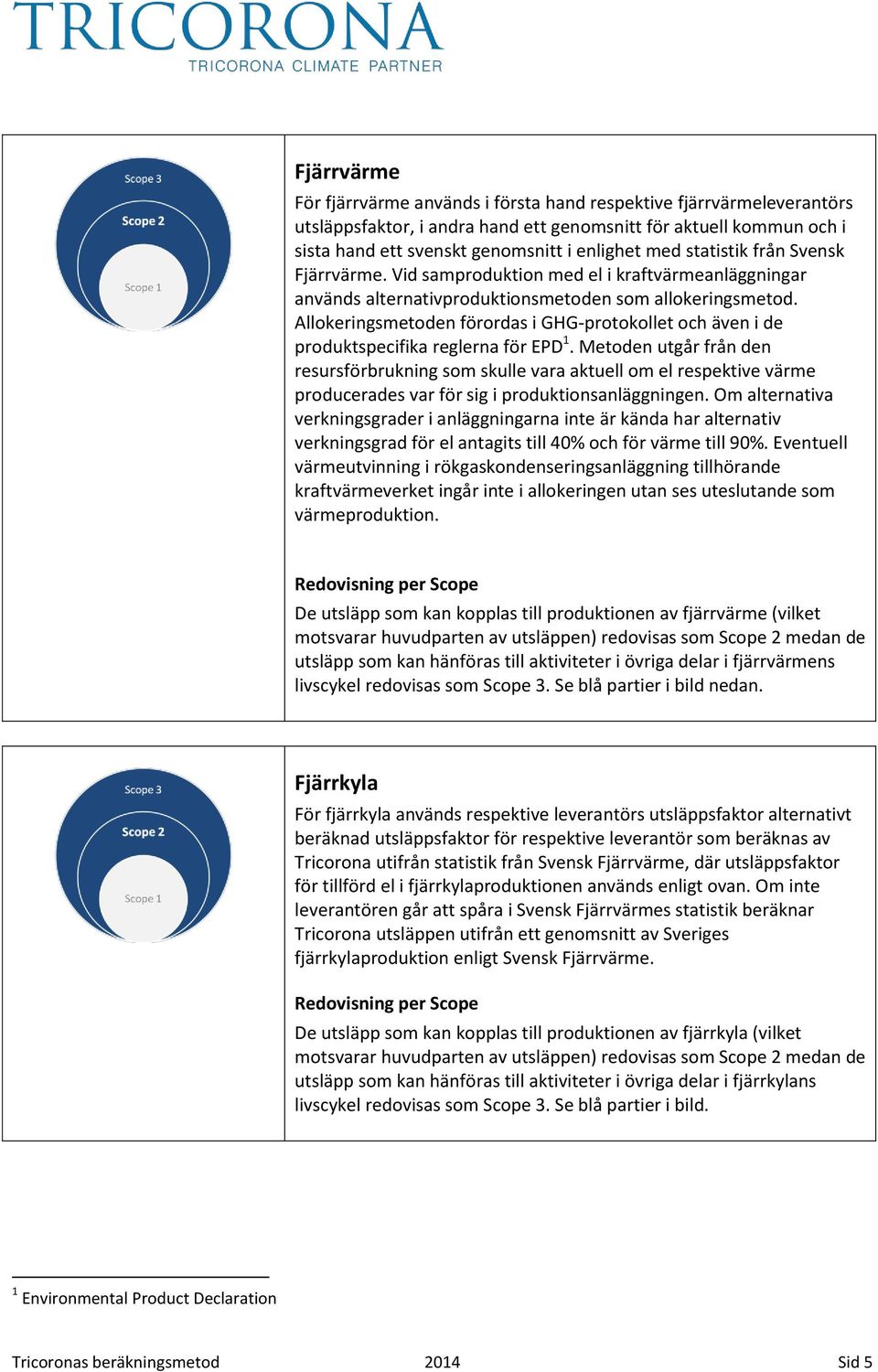 Allokeringsmetoden förordas i GHG-protokollet och även i de produktspecifika reglerna för EPD 1.