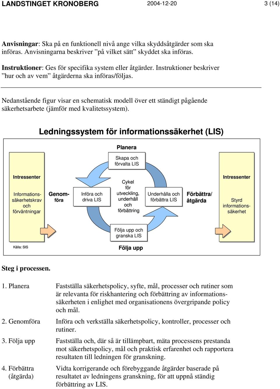 Nedanstående figur visar en schematisk modell över ett ständigt pågående säkerhetsarbete (jämför med kvalitetssystem).