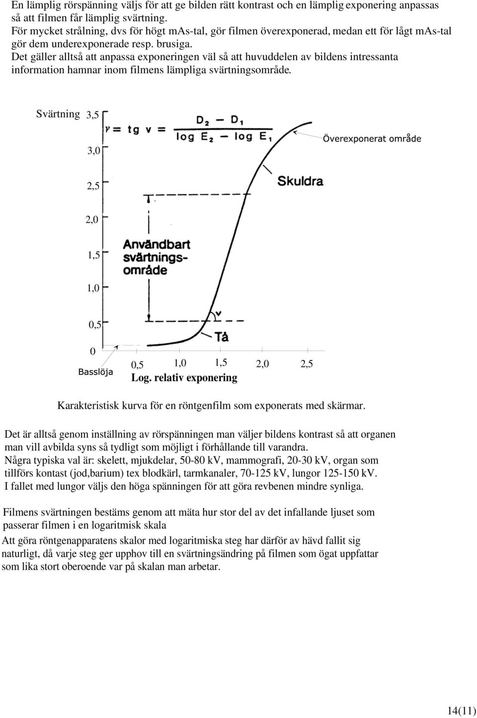 Det gäller alltså att anpassa exponeringen väl så att huvuddelen av bildens intressanta information hamnar inom filmens lämpliga svärtningsområde.