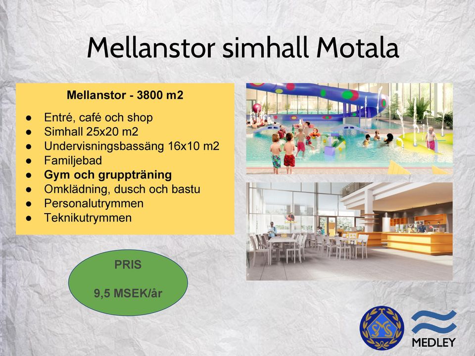 16x10 m2 Familjebad Gym och gruppträning Omklädning,