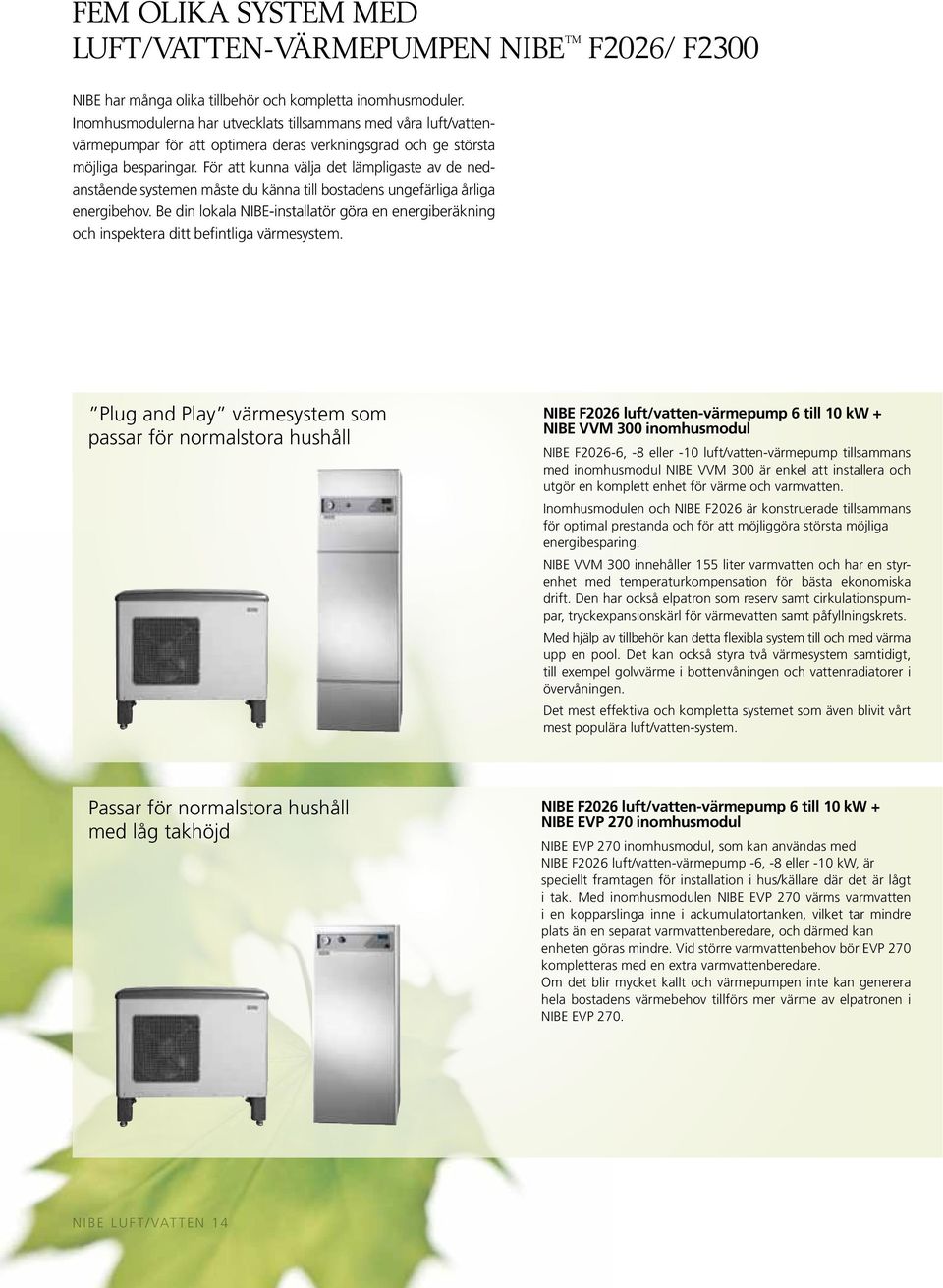 För att kunna välja det lämpligaste av de nedanstående systemen måste du känna till bostadens ungefärliga årliga energibehov.