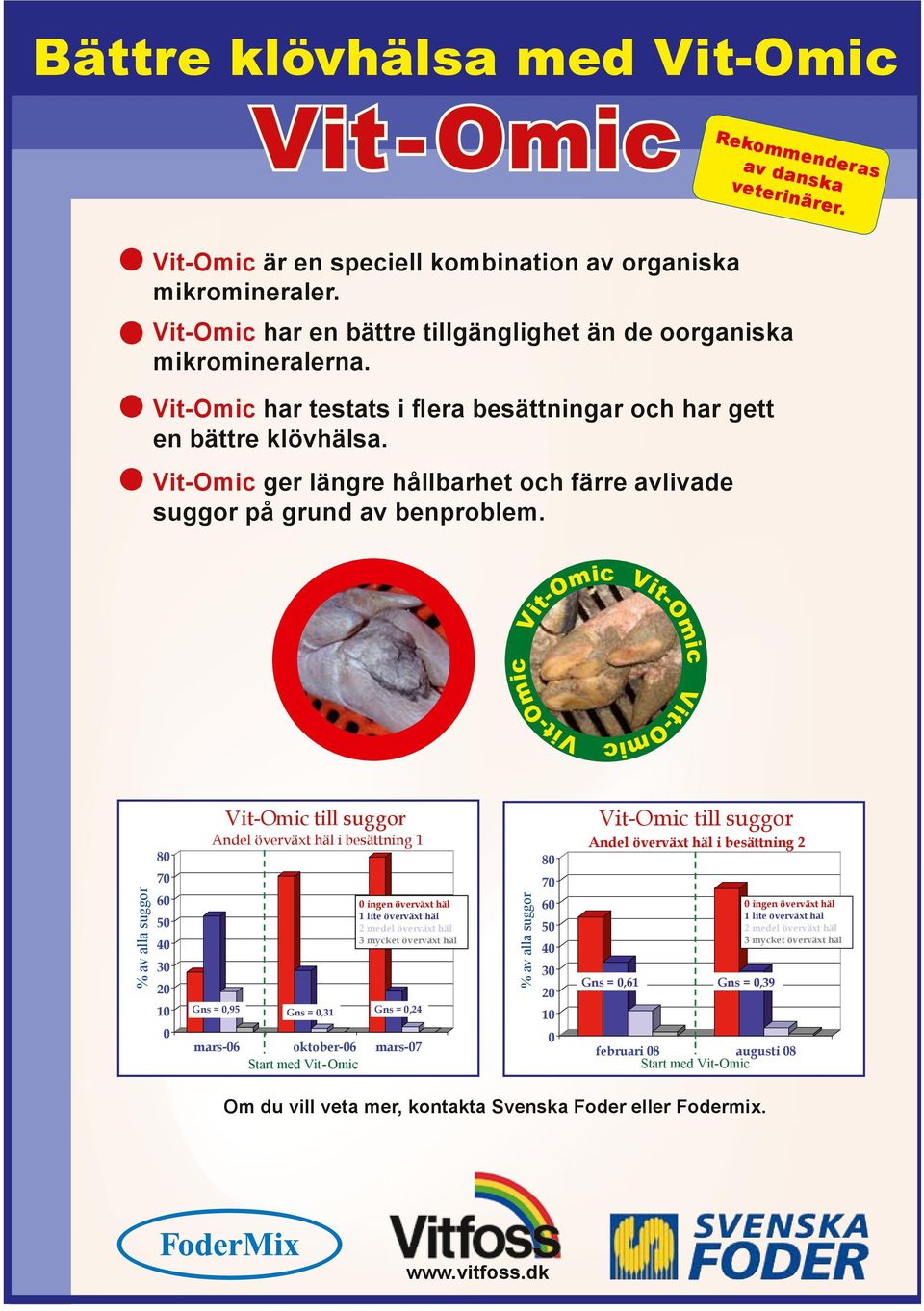 Vit-Omic ger längre hållbarhet och färre avlivade suggor på grund av benproblem.