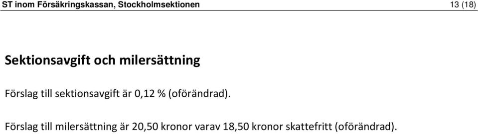 sektionsavgift är 0,12 % (oförändrad).