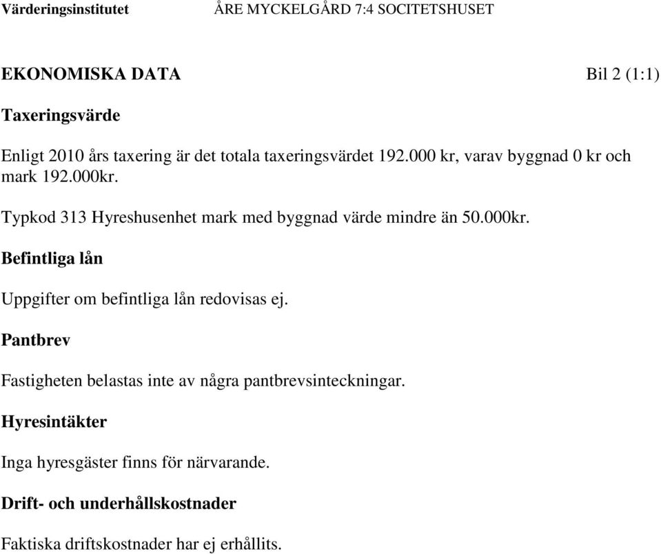 Pantbrev Fastigheten belastas inte av några pantbrevsinteckningar.