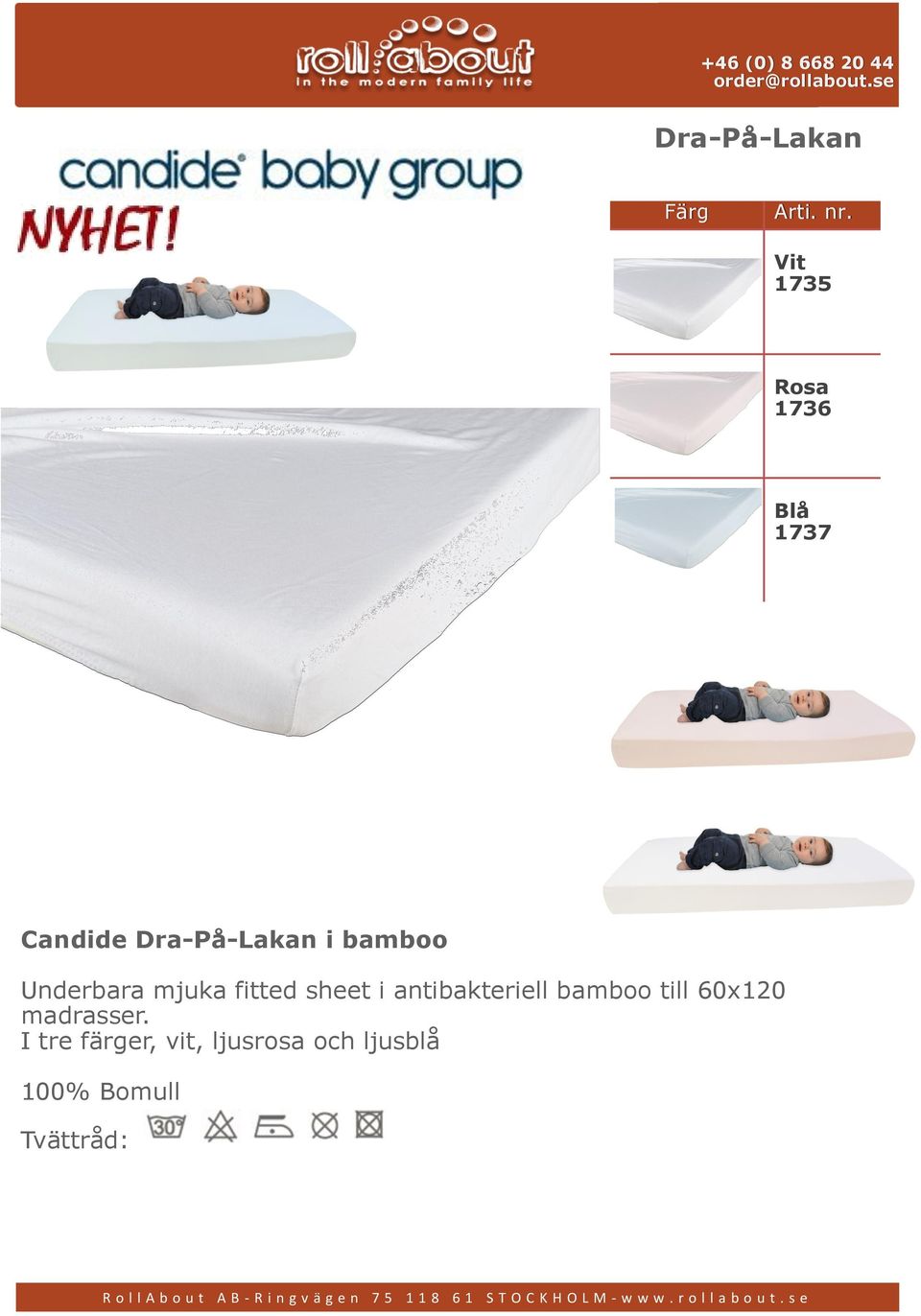 bamboo Underbara mjuka fitted sheet i antibakteriell