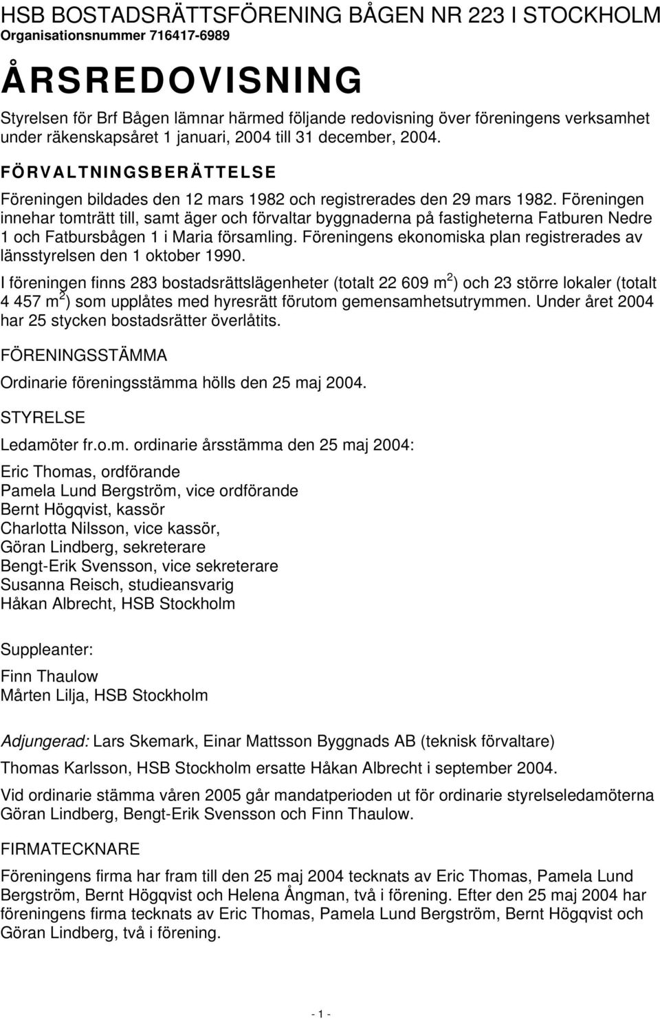 Föreningen innehar tomträtt till, samt äger och förvaltar byggnaderna på fastigheterna Fatburen Nedre 1 och Fatbursbågen 1 i Maria församling.