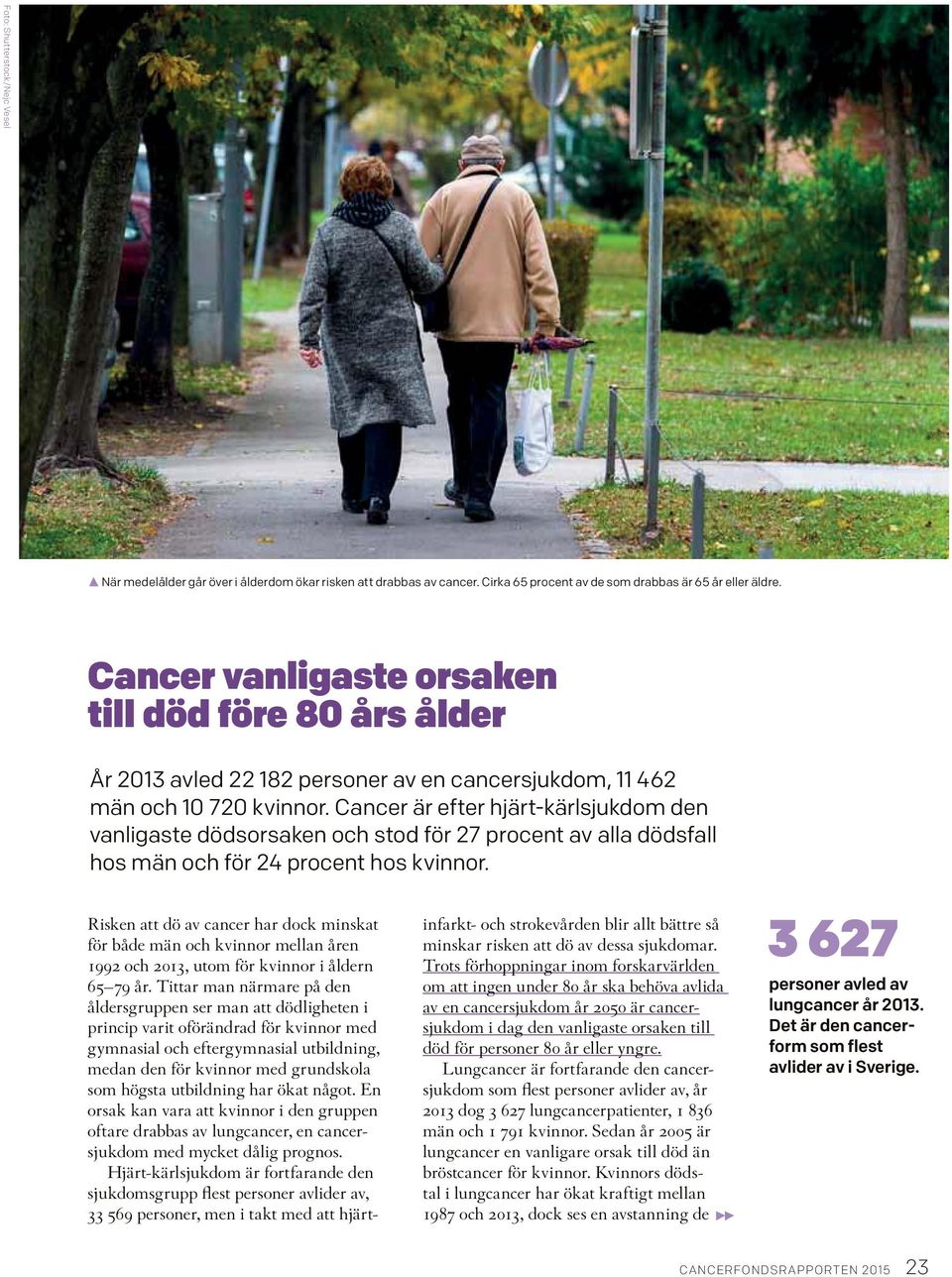 Cancer är efter hjärt-kärlsjukdom den vanligaste dödsorsaken och stod för 27 procent av alla dödsfall hos män och för 24 procent hos kvinnor.