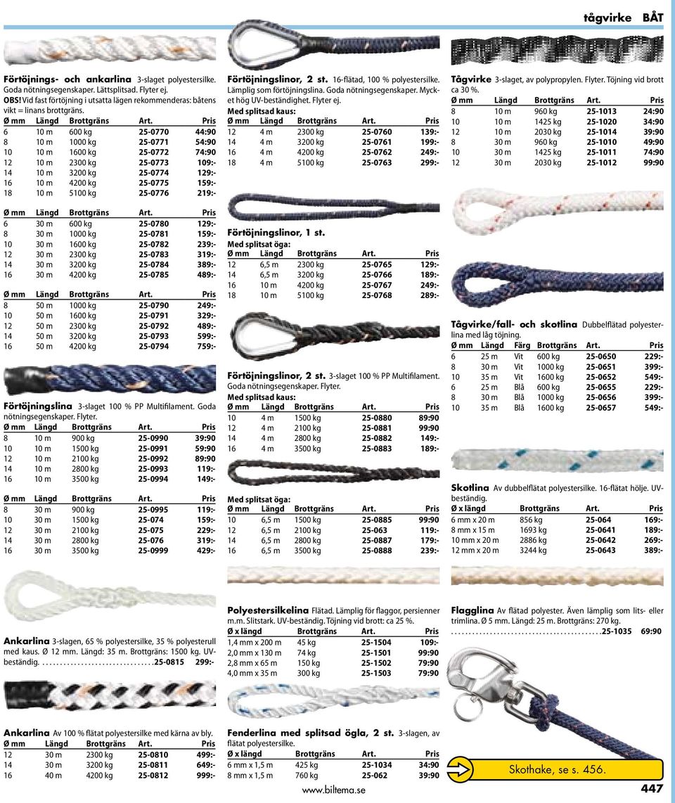 Pris 6 10 m 600 kg 25-0770 44:90 8 10 m 1000 kg 25-0771 54:90 10 10 m 1600 kg 25-0772 74:90 12 10 m 2300 kg 25-0773 109:- 14 10 m 3200 kg 25-0774 129:- 16 10 m 4200 kg 25-0775 159:- 18 10 m 5100 kg