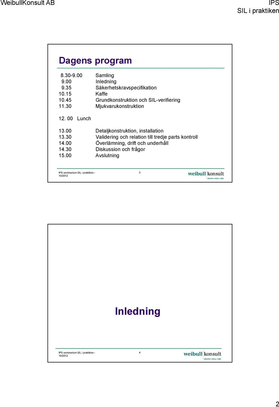 00 Detaljkonstruktion, installation 13.30 Validering och relation till tredje parts kontroll 14.