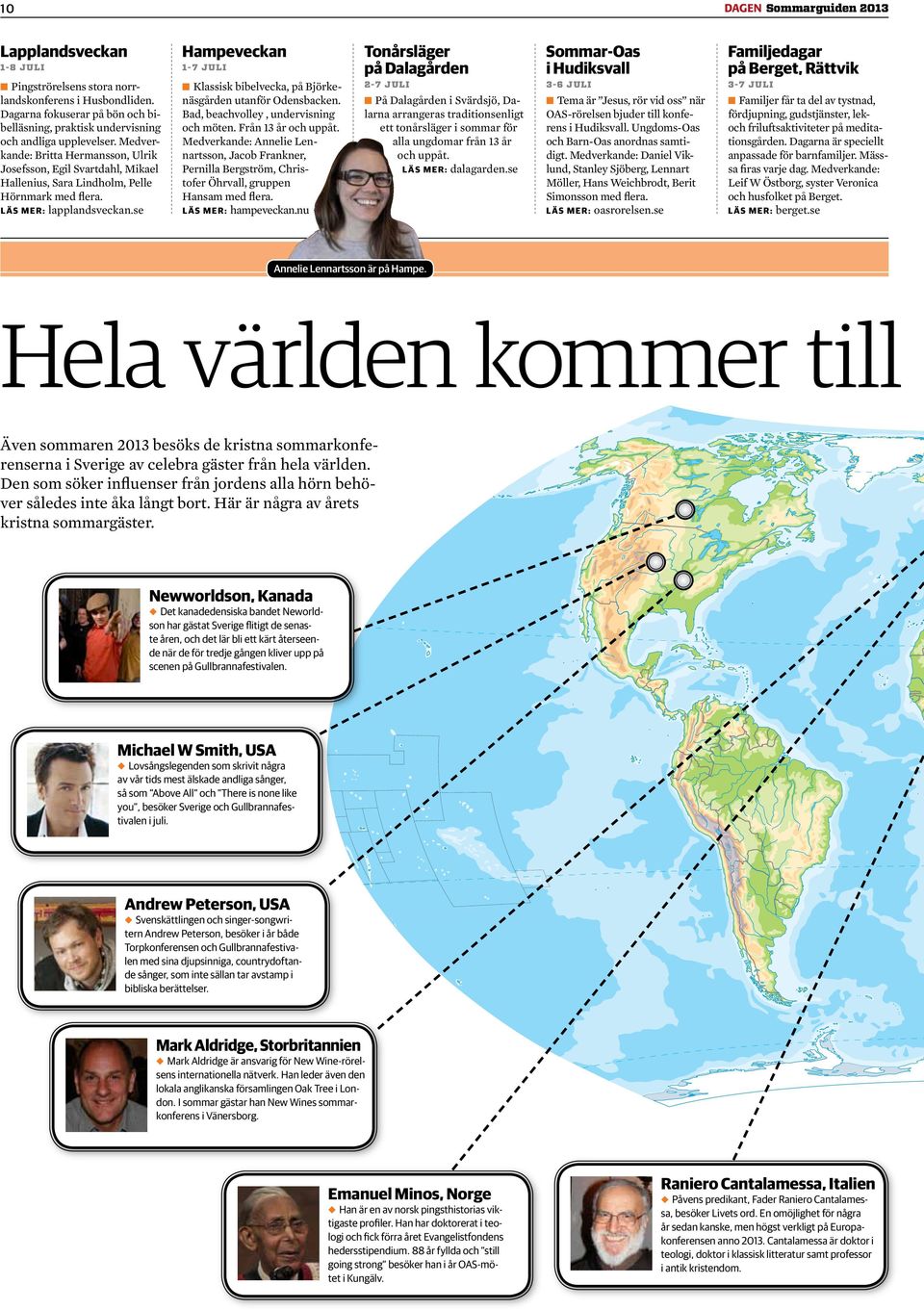 se Hampeveckan 1-7 juli Klassisk bibelvecka, på Björkenäsgården utanför Odensbacken. Bad, beachvolley, undervisning och möten. Från 13 år och uppåt.