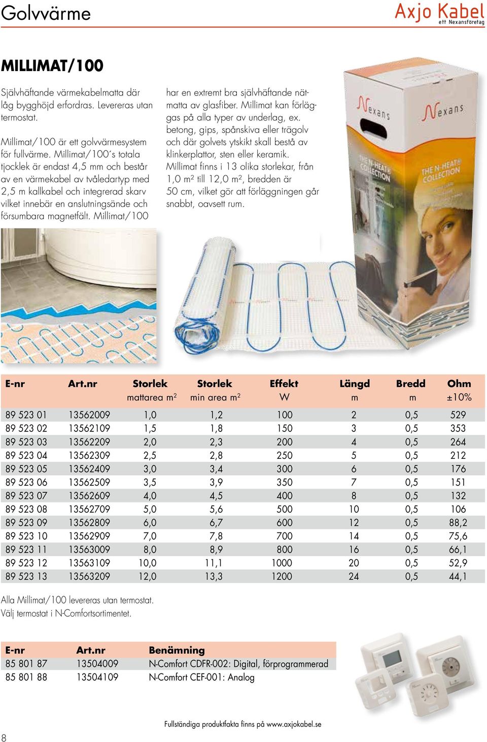 Millimat/100 har en extremt bra självhäftande nätmatta av glasfiber. Millimat kan förläggas på alla typer av underlag, ex.