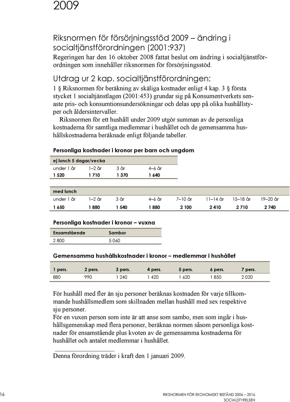 3 första stycket 1 socialtjänstlagen (2001:453) grundar sig på Konsumentverkets senaste pris- och konsumtionsundersökningar och delas upp på olika hushållstyper och åldersintervaller.