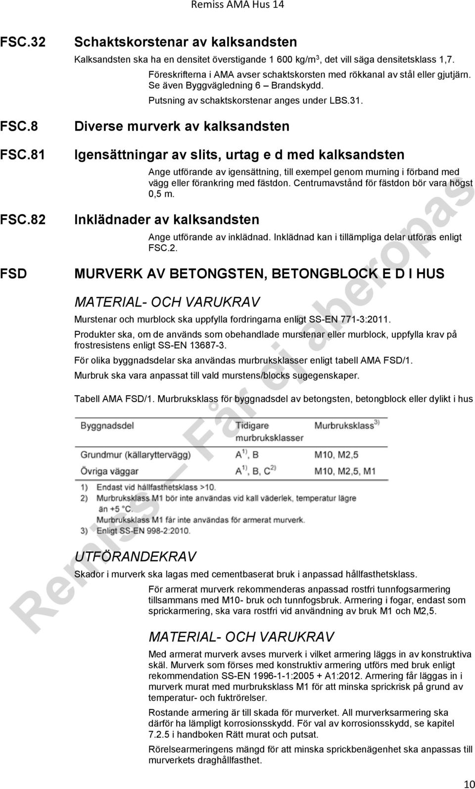 Diverse murverk av kalksandsten FSC.81 FSC.