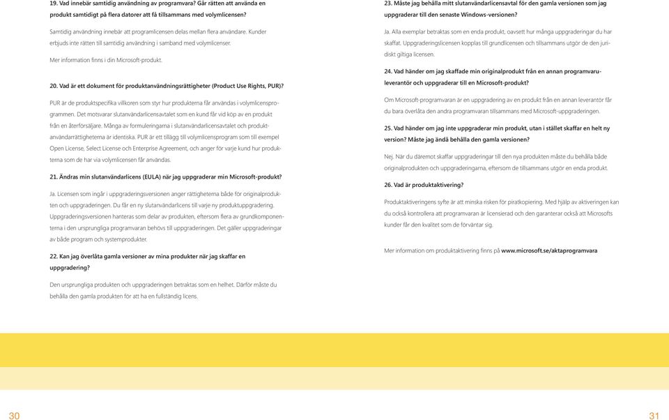 Mer information finns i din Microsoft-produkt. 20. Vad är ett dokument för produktanvändningsrättigheter (Product Use Rights, PUR)?
