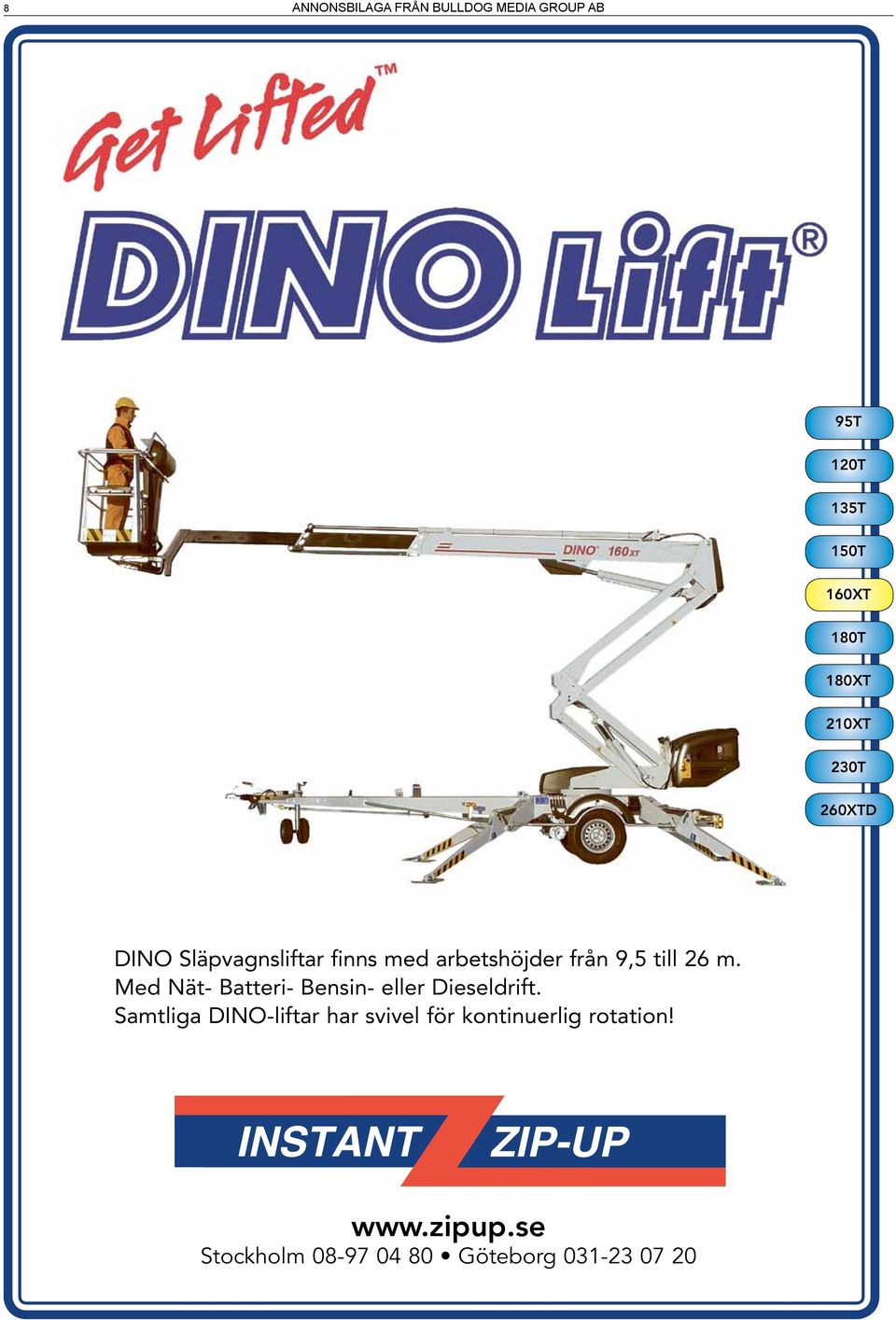 Med Nät- Batteri- Bensin- eller Dieseldrift.