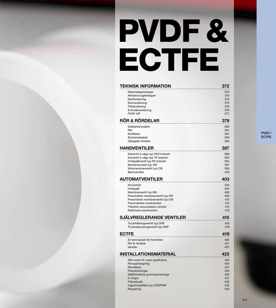 Industri 394 Membranventil typ VM 397 Minimembranventil typ CM 399 Backventiler 400 AUTOMAT VENTILER 403 Kulventiler 404 Vridspjäll 404 Membranventil typ MK 406 Pneumatisk membran ventil typ VM 409