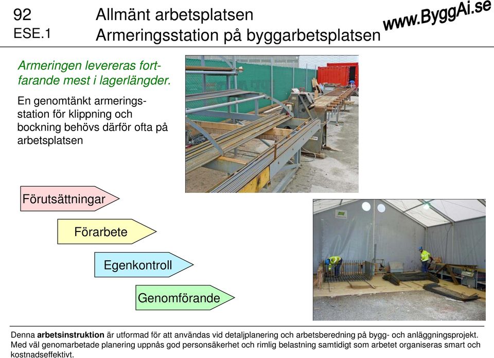 Genomförande Denna arbetsinstruktion är utformad för att användas vid detaljplanering och arbetsberedning på bygg- och