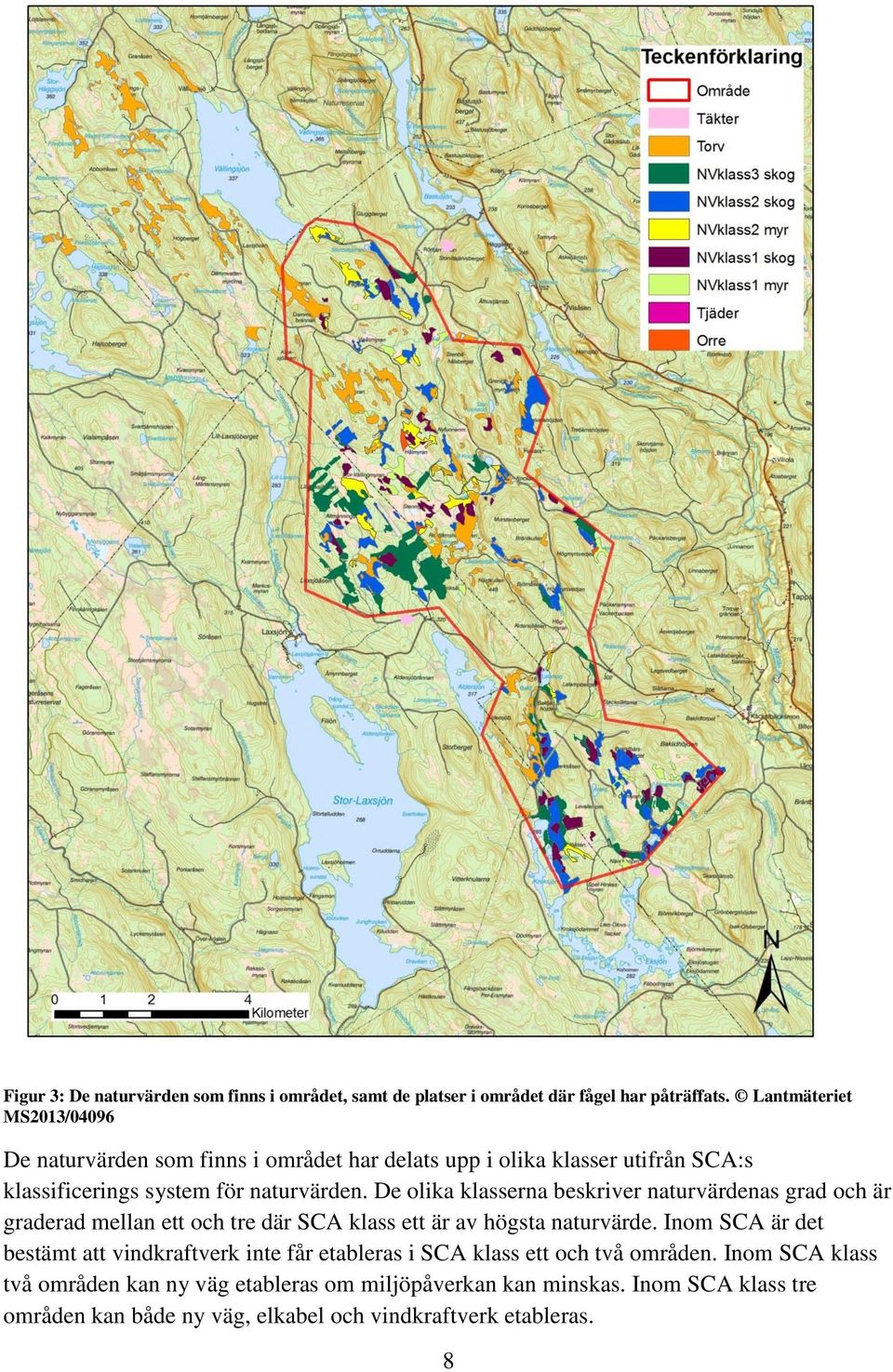 De olika klasserna beskriver naturvärdenas grad och är graderad mellan ett och tre där SCA klass ett är av högsta naturvärde.