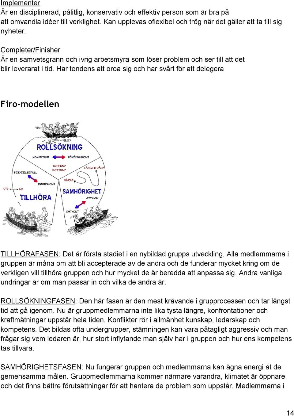 Har tendens att oroa sig och har svårt för att delegera Firo-modellen TILLHÖRAFASEN: Det är första stadiet i en nybildad grupps utveckling.