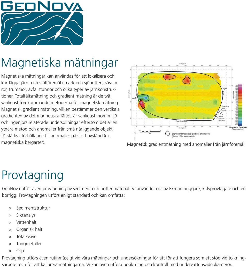 Magnetisk gradient mätning, vilken bestämmer den vertikala gradienten av det magnetiska fältet, är vanligast inom miljö och ingenjörs relaterade undersökningar eftersom det är en ytnära metod och