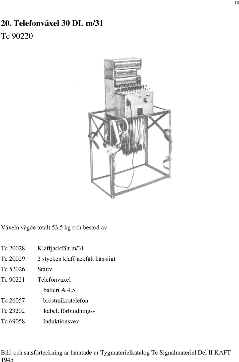 Klaffjackfält m/31 Tc 20029 2 stycken klaffjackfält känsligt Tc 52026 Stativ Tc 90221