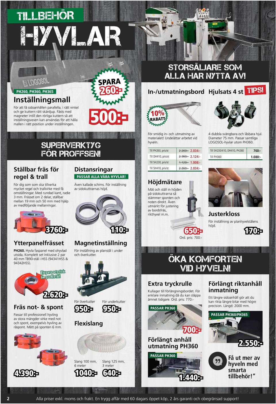 500:- Ställbar fräs för regel & trall Distansringar För dig som som ska tillverka mycket regel och trallvirke med få omställningar. Med rundad kant, radie 3 mm.