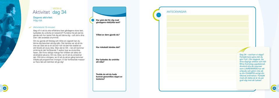 Fundera lite på vad du gjorde och hur testet fick dig att känna dig och skriv dina svar i det avsedda utrymmet. Om du gjorde ett felsteg och rökte en cigarett kan du känna dig besviken på dig själv.