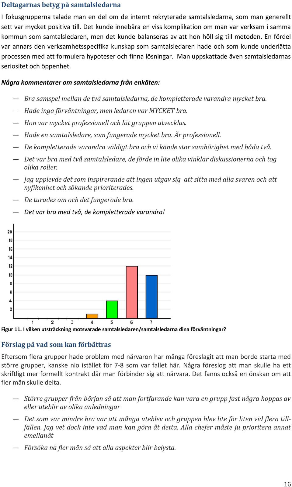 En fördel var annars den verksamhetsspecifika kunskap som samtalsledaren hade och som kunde underlätta processen med att formulera hypoteser och finna lösningar.