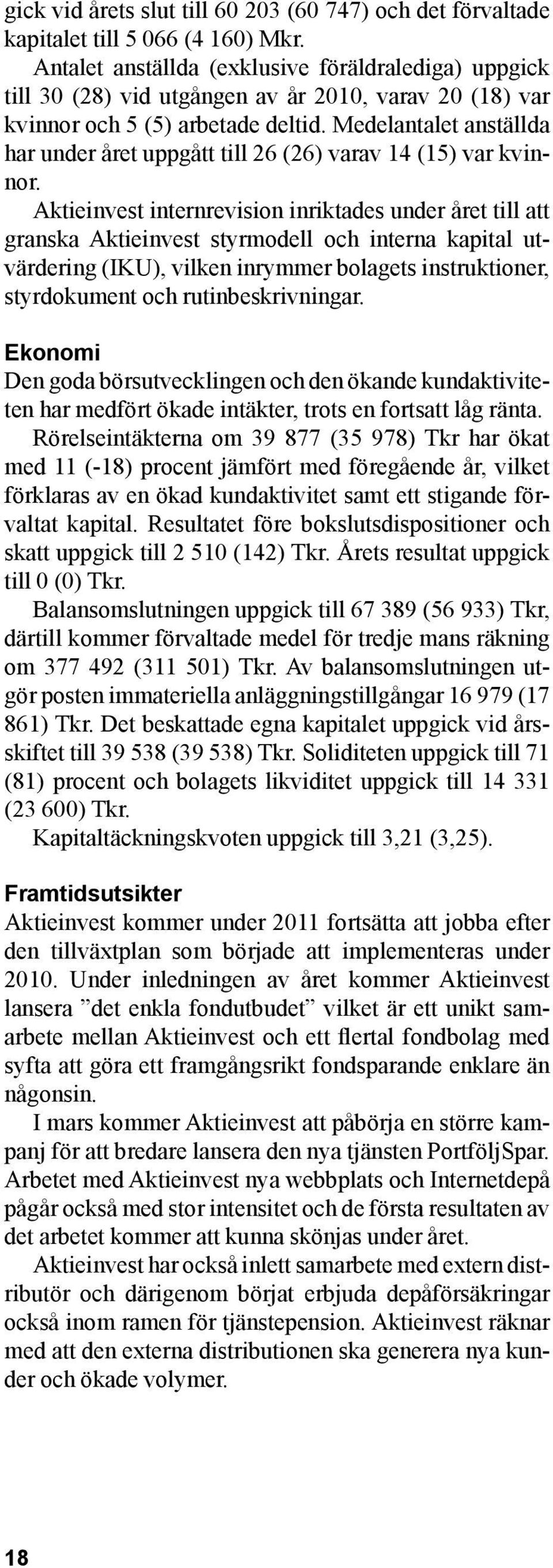 Medelantalet anställda har under året uppgått till 26 (26) varav 14 (15) var kvinnor.