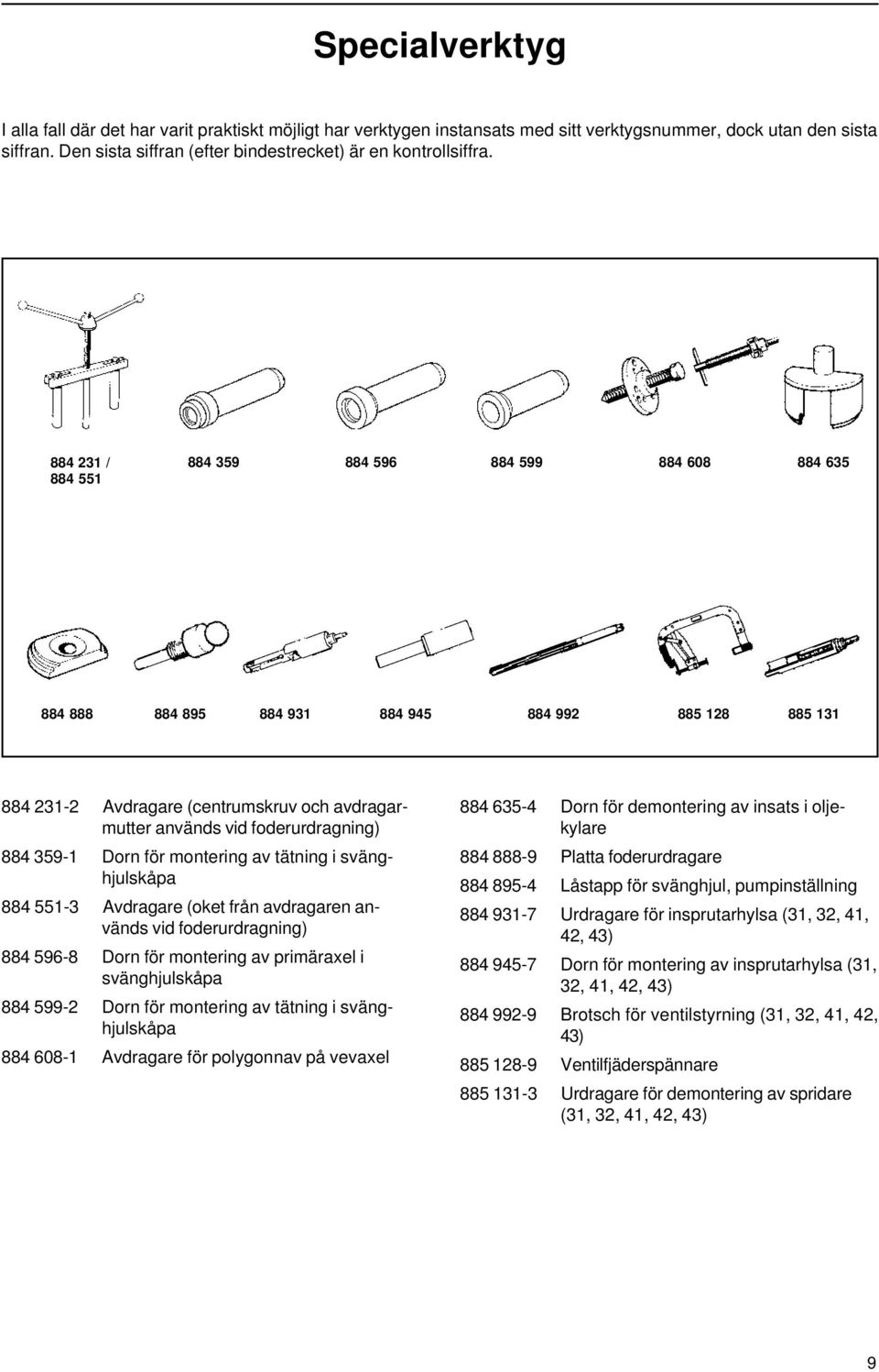 884 231 / 884 551 884 359 884 596 884 599 884 608 884 635 884 888 884 895 884 931 884 945 884 992 885 128 885 131 884 231-2 Avdragare (centrumskruv och avdragarmutter används vid foderurdragning) 884