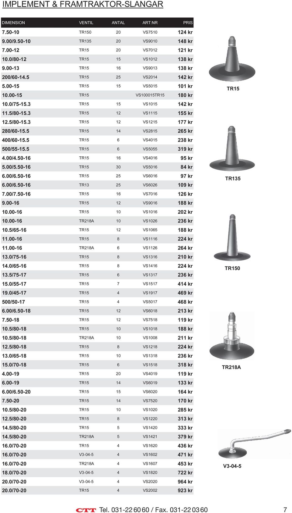 5/80-15.3 TR15 12 VS1215 177 kr 280/60-15.5 TR15 14 VS2815 265 kr 400/60-15.5 TR15 6 VS4015 238 kr 500/55-15.5 TR15 6 VS5055 319 kr 4.00/4.50-16 TR15 16 VS4016 95 kr 5.00/5.50-16 TR15 30 VS5016 84 kr 6.