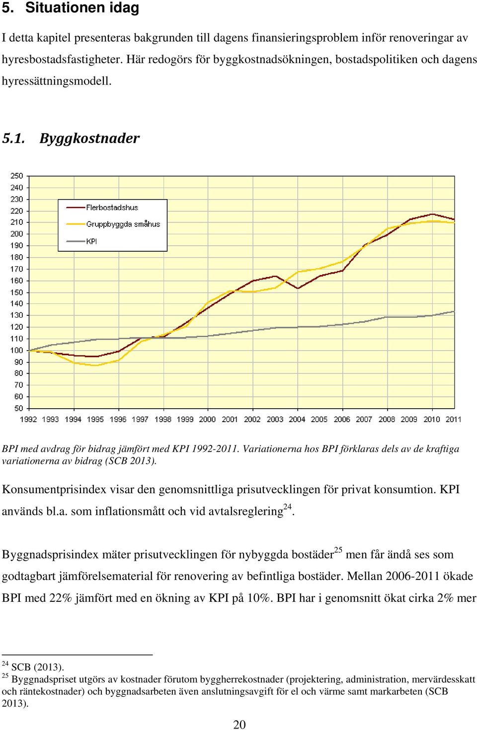 Variationerna hos BPI förklaras dels av de kraftiga variationerna av bidrag (SCB 2013). Konsumentprisindex visar den genomsnittliga prisutvecklingen för privat konsumtion. KPI används bl.a. som inflationsmått och vid avtalsreglering 24.