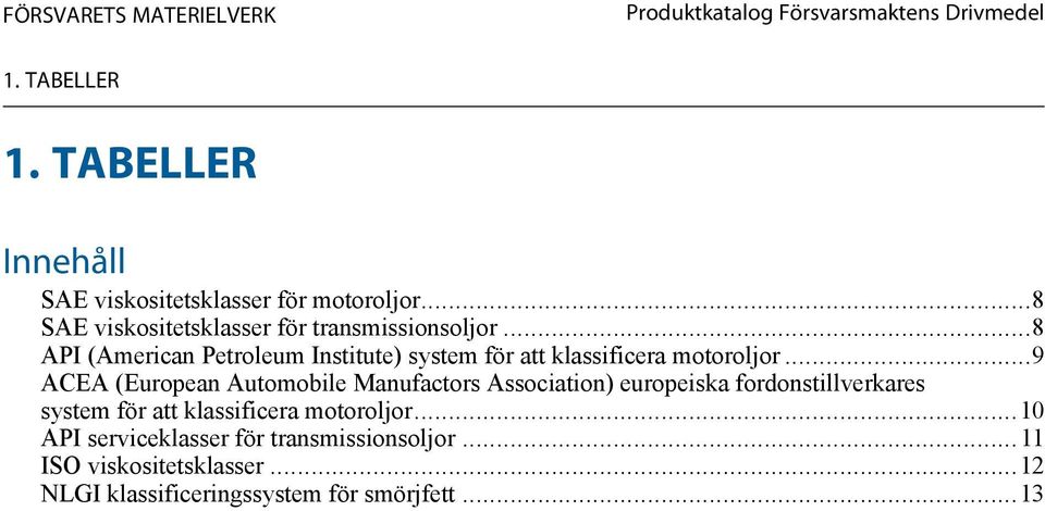 ..8 API (American Petroleum Institute) system för att klassificera motoroljor.