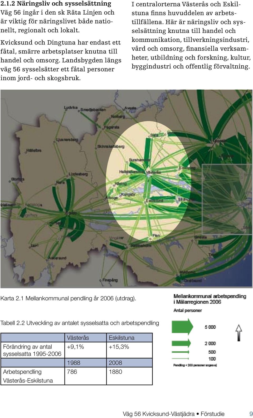 I centralorterna Västerås och Eskilstuna finns huvuddelen av arbetstillfällena.