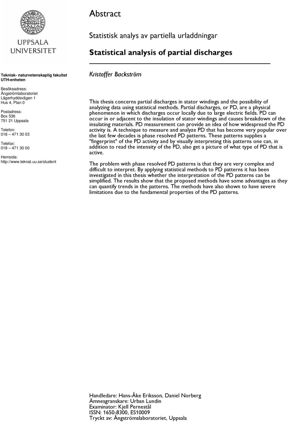 Partial discharge thesis