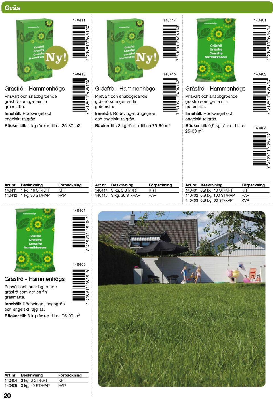 Innehåll: Rödsvingel, ängsgröe och engelskt rajgräs. Räcker till: 3 kg räcker till ca 75 90 m2 Gräsfrö Hammenhögs Prisvärt och snabbgroende gräsfrö som ger en fin gräsmatta.