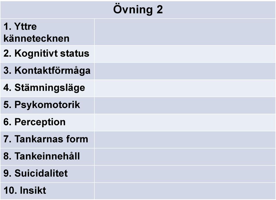 Kontaktförmåga 4. Stämningsläge 5.