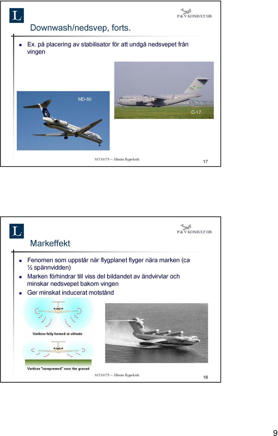 Markeffekt Fenomen som uppstår när flygplanet flyger nära marken (ca ½