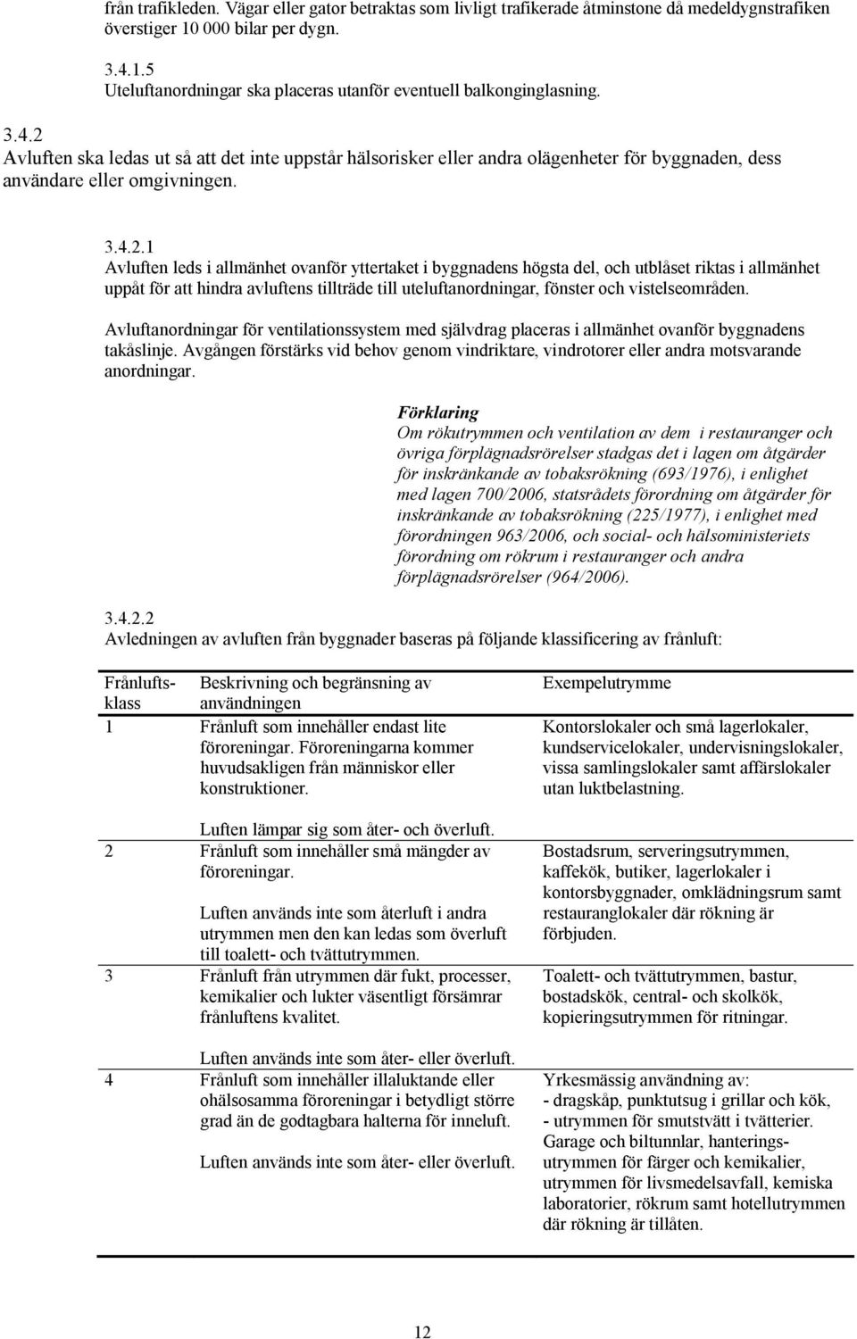 byggnadens högsta del, och utblåset riktas i allmänhet uppåt för att hindra avluftens tillträde till uteluftanordningar, fönster och vistelseområden.