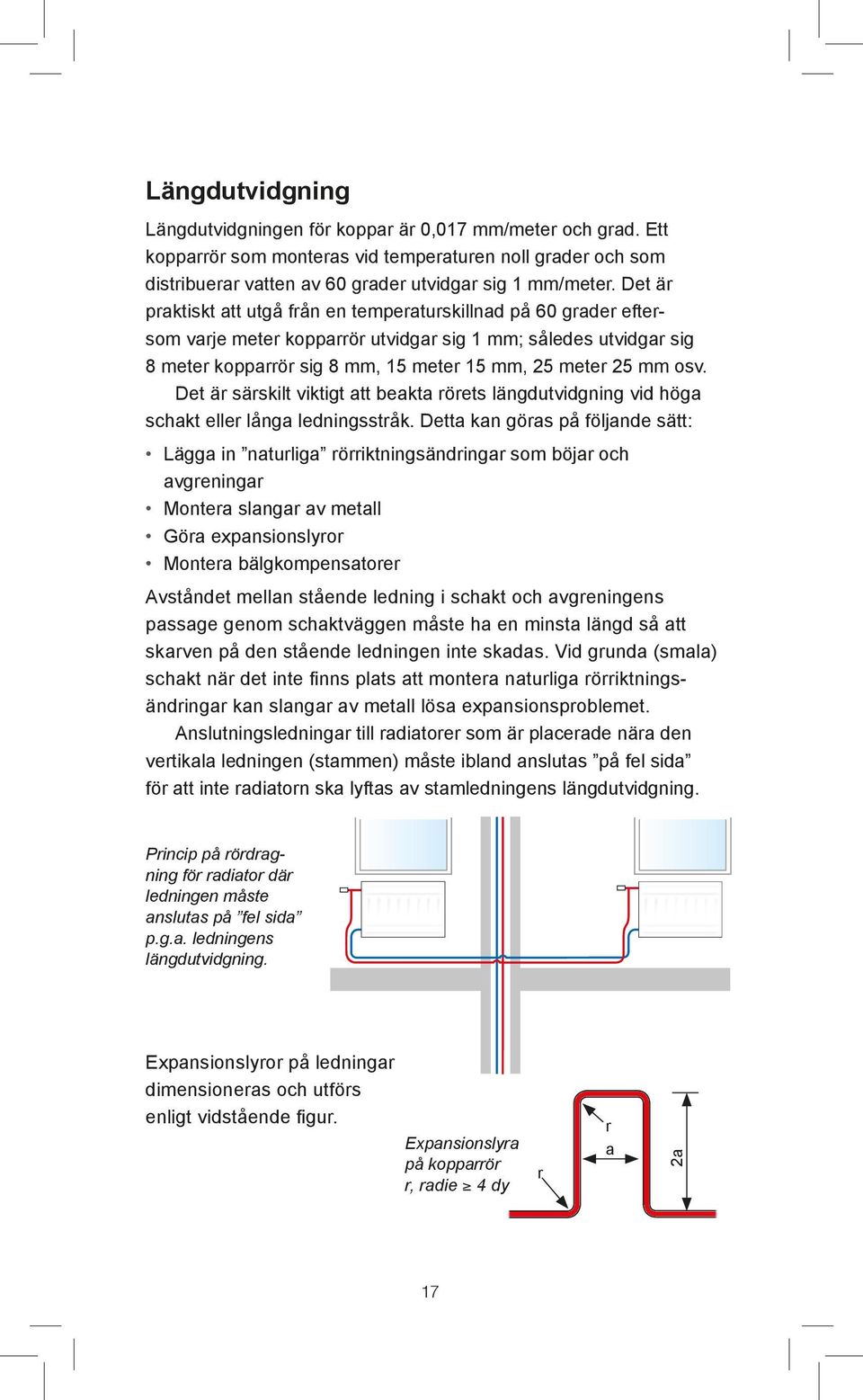 Det är särskilt viktigt att beakta rörets längdutvidgning vid höga schakt eller långa ledningsstråk.