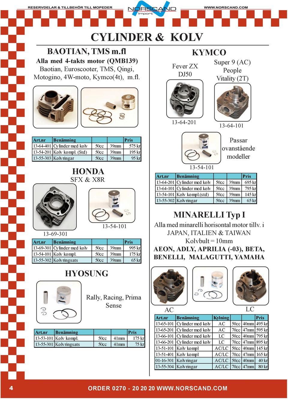 50cc 39mm 175 kr 13-55-302 Kolvringsats 50cc 39mm 65 kr 13-54-101 Passar ovanstående modeller 13-64-201 Cylinder med kolv 50cc 39mm 695 kr 13-64-101 Cylinder med kolv 50cc 39mm 795 kr 13-54-101 Kolv