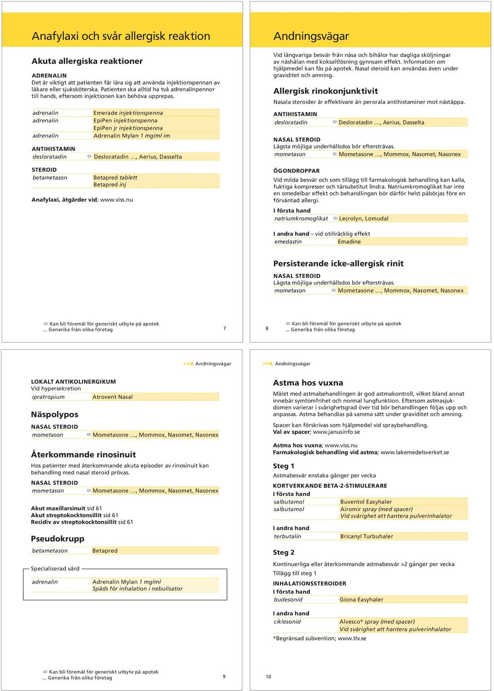 adrenalin adrenalin adrenalin ANTIHISTAMIN desloratadin STEROID betametason Emerade injektionspenna EpiPen injektionspenna EpiPen jr injektionspenna Adrenalin Mylan 1 mg/ml im Desloratadin, Aerius,