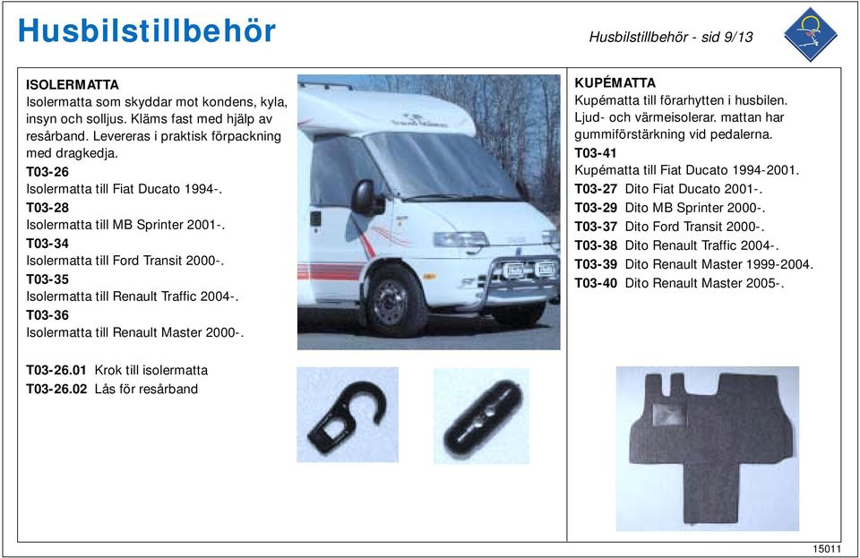 T03-36 Isolermatta till Renault Master 2000-. KUPÉMATTA Kupématta till förarhytten i husbilen. Ljud- och värmeisolerar. mattan har gummiförstärkning vid pedalerna.