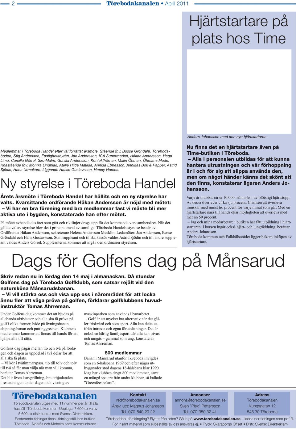 Bosse Gröndahl, Törebodaboden, Stig Andersson, Fastighetsbyrån, Jan Andersson, ICA Supermarket, Håkan Andersson, Haga Limo, Camilla Görrel, Sko-Malm, Gunilla Andersson, Konfekthörnan, Malin Öhman,