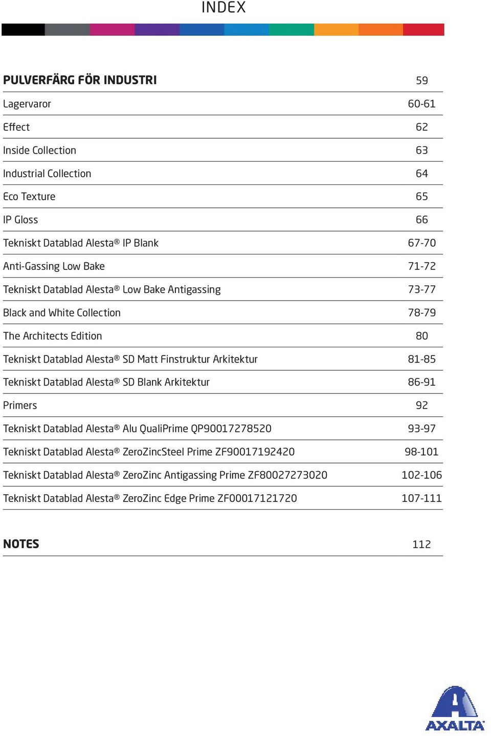 Finstruktur Arkitektur 81-85 Tekniskt Datablad Alesta SD Blank Arkitektur 86-91 Primers 92 Tekniskt Datablad Alesta Alu QualiPrime QP90017278520 93-97 Tekniskt Datablad Alesta